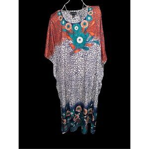Beautiful unique women STACEY SUMMERS Loose Fit Kaftan Tunic Holiday Dress Beach